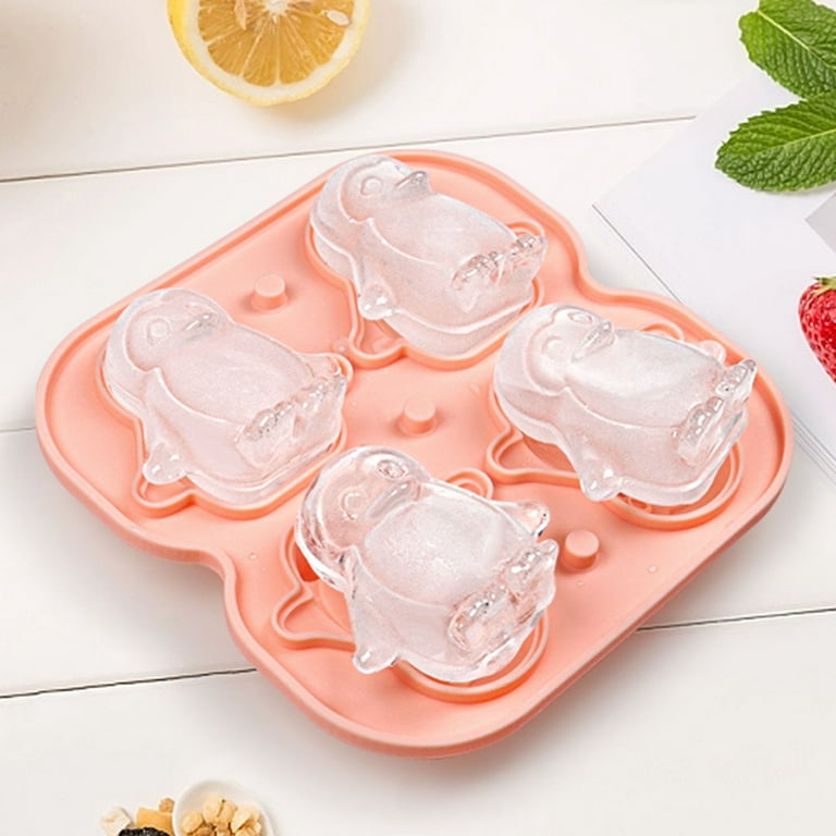 UDIYO Penguin Ice Cube Mold, Fun Shape Ice Cube Tray, Make 4 Cute Penguin  Ice Balls for Whiskey Cocktails Drinks, Silicone Ice Mold Chocolate Mold  with Funnel-type Lid 4Colors Optional 