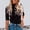 Black, variant on Women Solid Color Shirt 3/4 Sleeve High Neck Turtleneck Slim Fit Plain Daily Wear Summer Breathable Soft Tee Comfort Casual Top