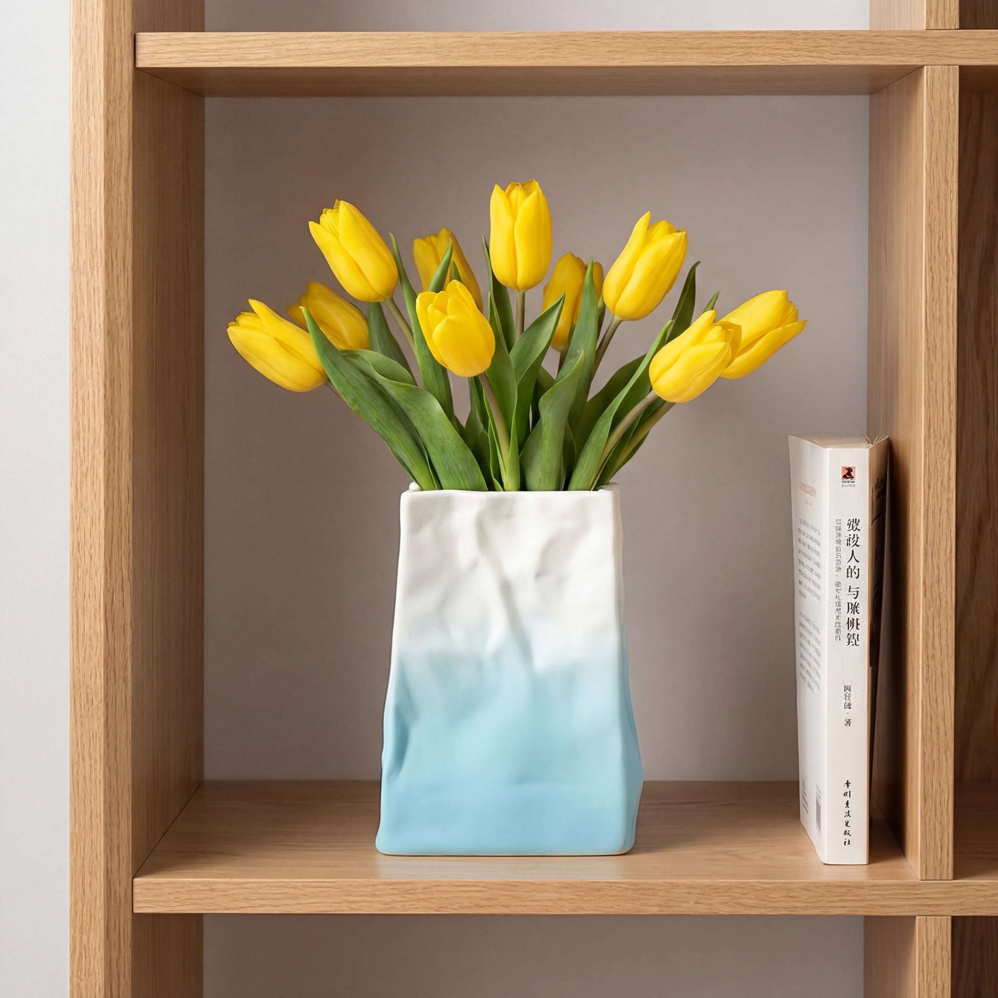 Unique Bargains Ceramic Matte Vase Retro Round Bottle Gradient Blue 5.0" x 2.8" x 6.7"