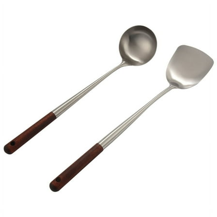 Wok Spatula and Ladle Tool Set, 17 Inches for Wok, Stainless Steel
