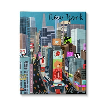 Stupell Indtries New York Cityscape Time Square Urban Landmarks,16 x 20,Design by Carla Daly