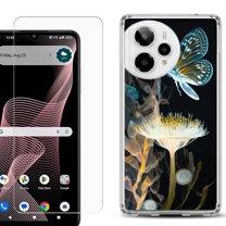 Phone Case for Cricket Icon Plus 2026, with Screen Protector, by OneToughShield - Butterfly Translucent
