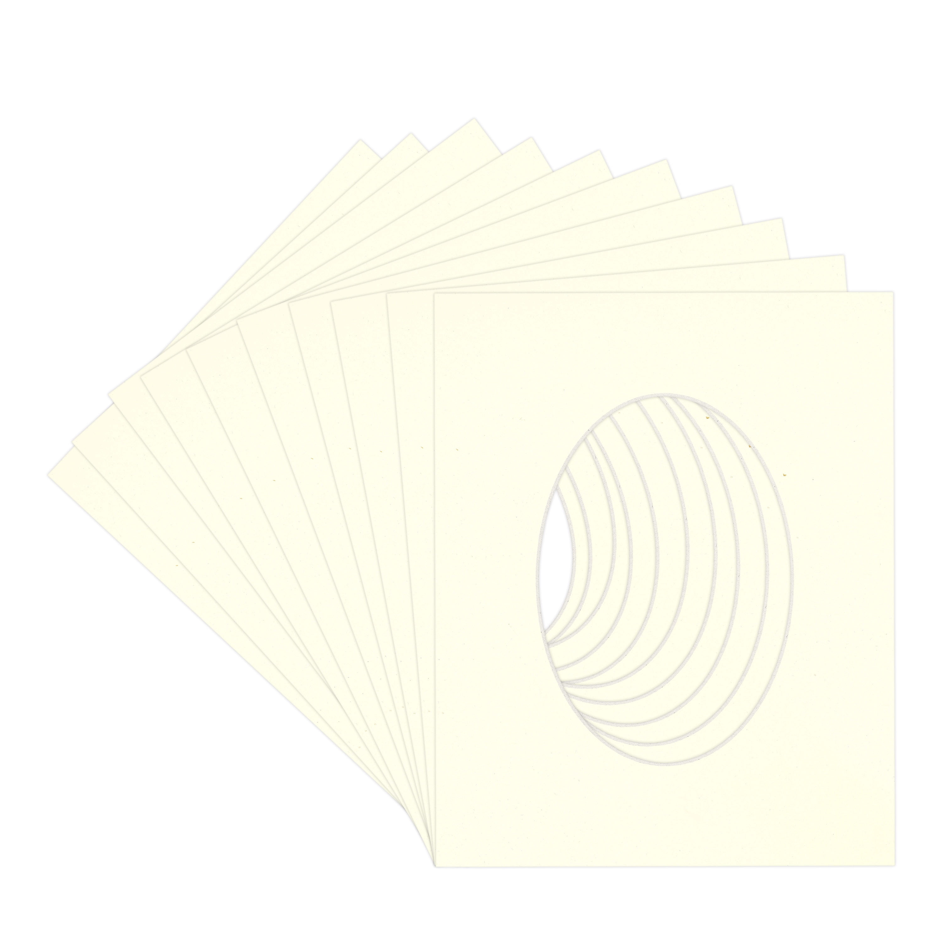 Cream Linen Picture Frame Mat for 18x24 Frames - Oval Opening for 15x19 Photos - 10 Mats
