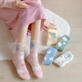 thumbnail image 6 of Women Ladies Flower Heart Pattern Soft Plush Keep Warm Mink Velvet Socks Sleeping Socks Winter Socks Middle Tube Sock GREEN, 6 of 8