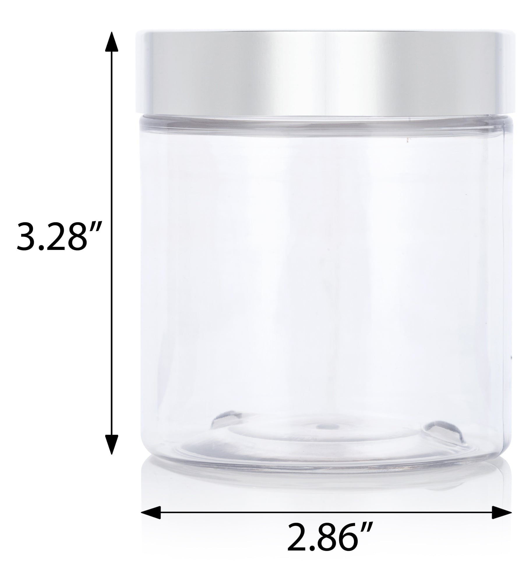 Clear PET Plastic Straight Sided Jar with Metal Silver Overshell Lid