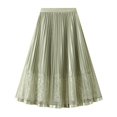 thumbnail image 3 of ShomPort Skirts for Women Lace Long Skirts Elastic High Waist Layered Midi Skirts Elegant Summer A-Line Skirts for Ladies (One Size, Green), 3 of 6
