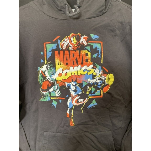 Marvel Comics Avengers Black Shirt Hoodie Men's Large Long Sleeve Lightweight