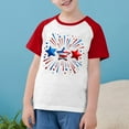 thumbnail image 1 of MKOSPLRT Kid's USA Star Stripes Fourth July Tee Shirts Short Sleeve Raglan Shirts Independence Day Crew Neck Tops Summer Savings Clearance, 1 of 7