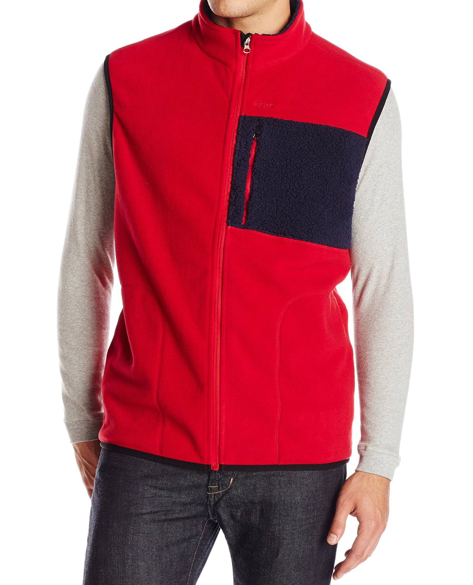 IZOD - IZOD NEW Jester Red Mens Size Large L Full-Zip Colorblock Vest ...