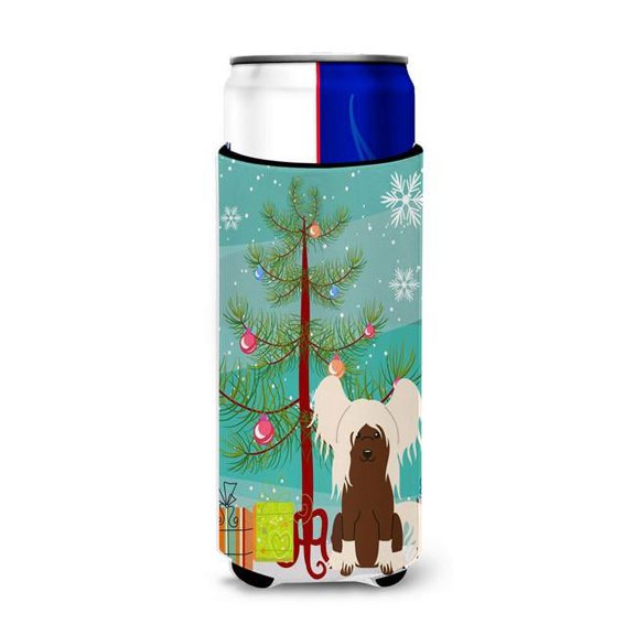 Merry Christmas Tree Chinese Crested Cream Michelob Ultra Hugger for Slim Cans