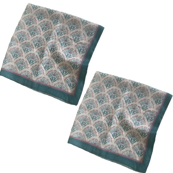 TELOLY 2Pcs Bandanas for Women,58*58cm Green Bandana,Neck Guard Bandana Set,Style2