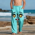 thumbnail image 2 of Boys Soft Stretchy Green Sweatpants Anime Face Print Kawaii Kids Lounge Pants Elastic Waistband Casual Bottoms with Side Pockets,Size 13 T, 2 of 9