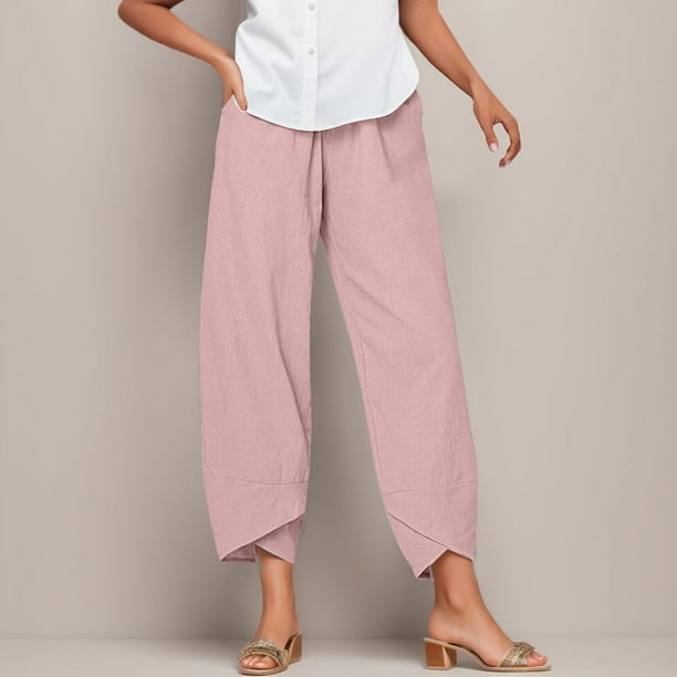 WILLBEST Pantalones Casuales para Mujer, con Bolsillo, Cintura Elástica, Holgados, Lisos, Cómodos, para Uso Diario. Grande