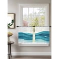 thumbnail image 2 of Teal Blue Sheer Curtains 54 Inch Long 2 Panels, Water Ripple Abstract Watercolor Gradient Waves Light Filtering Rod Pocket Semi Sheer Curtains, Sheer Voile Drapes for Living Room Bedroom, 52"x54", 2 of 5