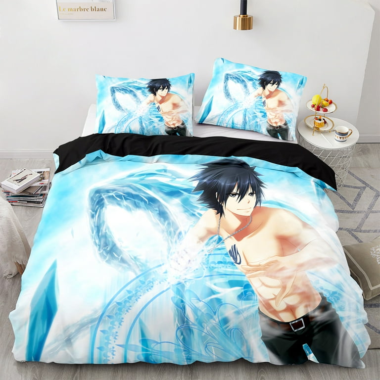 Anime FAIRY TAIL 3 Piece Duvet Cover Pillowcases Breathable Cosplay Fairy tail Fairytail for Room Decor King Size Comforter Cover Bed Set Walmart