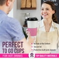 thumbnail image 3 of [50 Pack] White Coffee Cups with Black Dome Lids and Pink Sleeves - 24 oz Disposable Paper Cups - To Go Cup for Hot Chocolate, Tea, Cold Drinks Take Out - Cafes Bistros Restaurants Business, 3 of 7