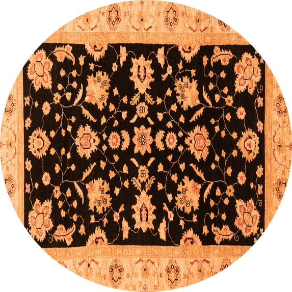 Ahgly Company Indoor Round Oriental Orange Traditional Area Rugs, 6' Round