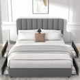 thumbnail image 2 of VECELO Full Size Bed Frame with 4 Storage Drawers, Modern Upholstered Platform Bed Frame with Adjustable Headboard, No Box Spring Needed, Dark Gray, 2 of 9