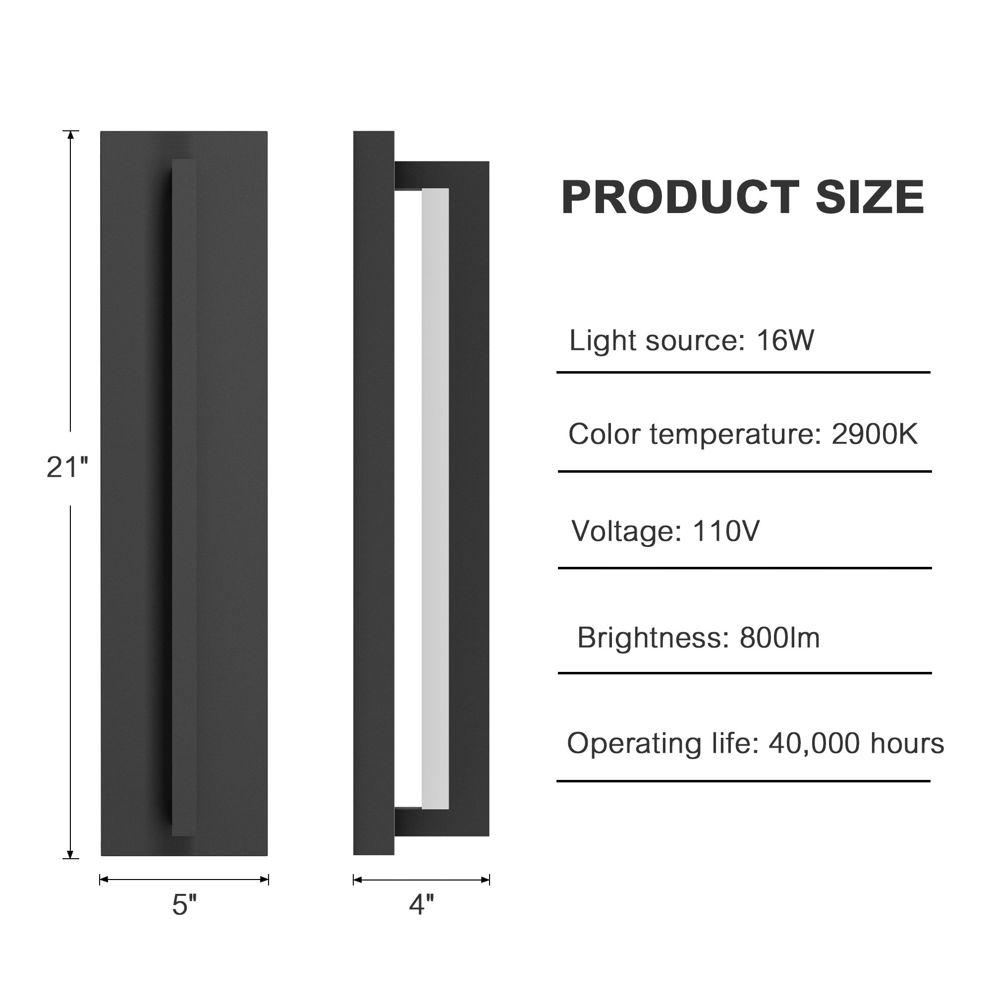 21 Inch Long Aluminum Modern LED Outdoor Wall Lights 2900K, Slim Linear Black Exterior Lighting Fixtures Wall Mount IP65 Waterproof Outside Sconce Light for House Garage Front Porch Patio