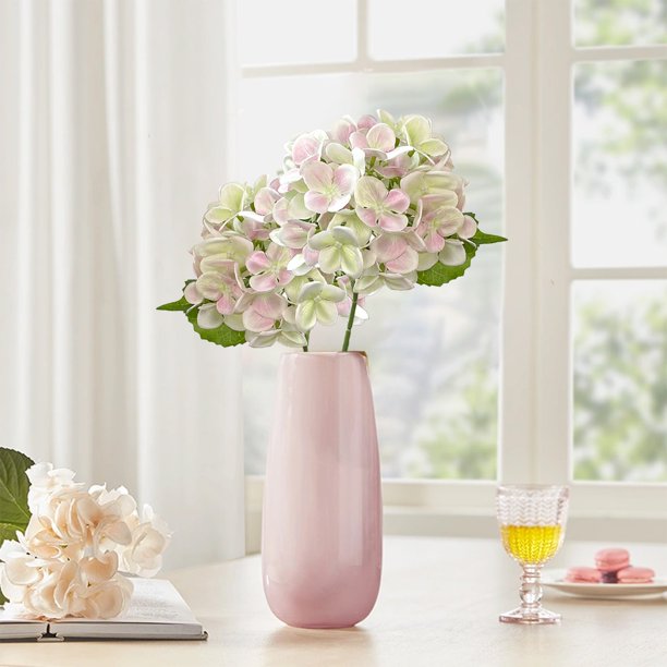 Tallo de flor de seda de hortensia artificial | Flor artificial de 54 pétalos para bodas y decoración del hogar | Manualidades y pintura al óleo | 18 x 45 cm