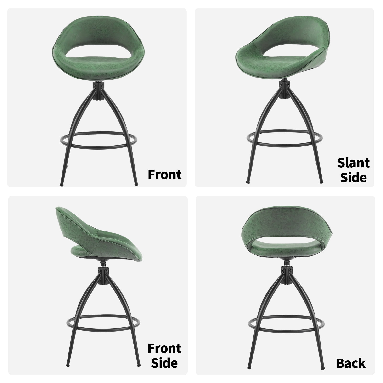 Ktaxon Set of 2 Swivel Barstools with footrest, 26" Counter Height Padded Bar Stools 2 PCS, Green