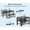 thumbnail image 3 of 47 Inch Farmhouse Dining Table Set for 4, Modern Kitchen Table with Bench and Chairs, Storage Shelf & Sturdy Metal Frame, Space-Saving Design for Apartment and Kitchen, Black, 3 of 6