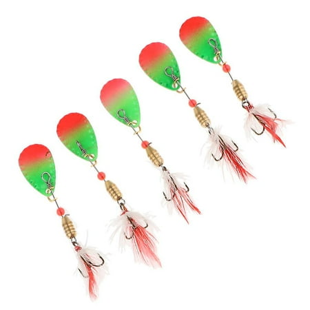 5 Pieces Fishing Lures Spoon Metal Jig Baits Spinner Baits A