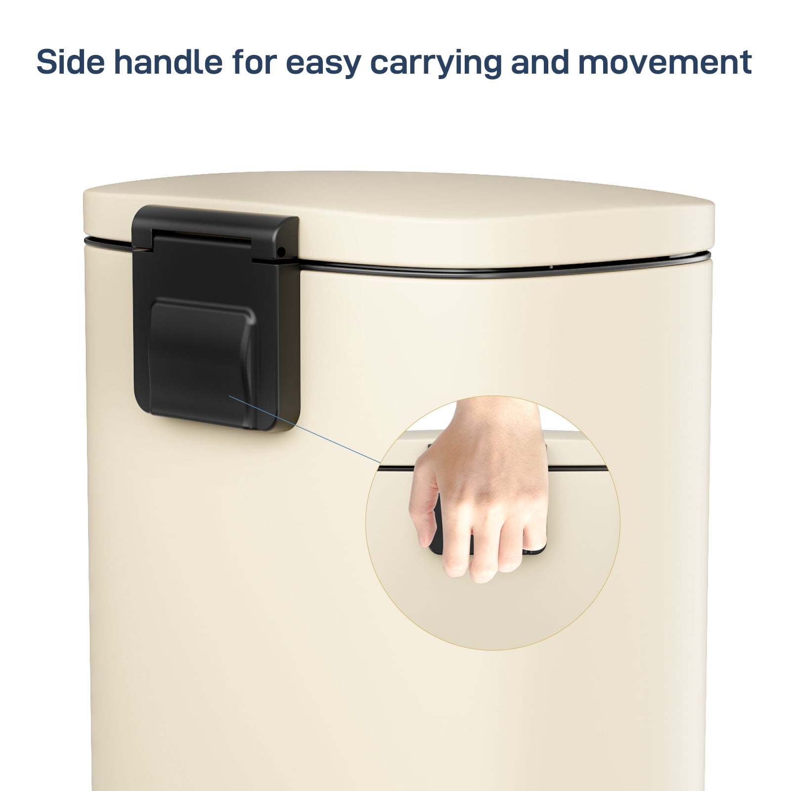TLSUNNY 8 Gallon Kitchen Trash Can, Stainless Steel Step Garbage Bin with Pedal & Inner Bucket, Soft Close Lid
