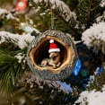 thumbnail image 2 of Beautynvta Forest Animal Christmas Ornaments, 3.15'' Small Animal with Red Hat in Tree Hole Ornaments for Christmas Tree, Personalized Acrylic Hanging Ornament, Gifts for Animals Lovers, 2 of 5
