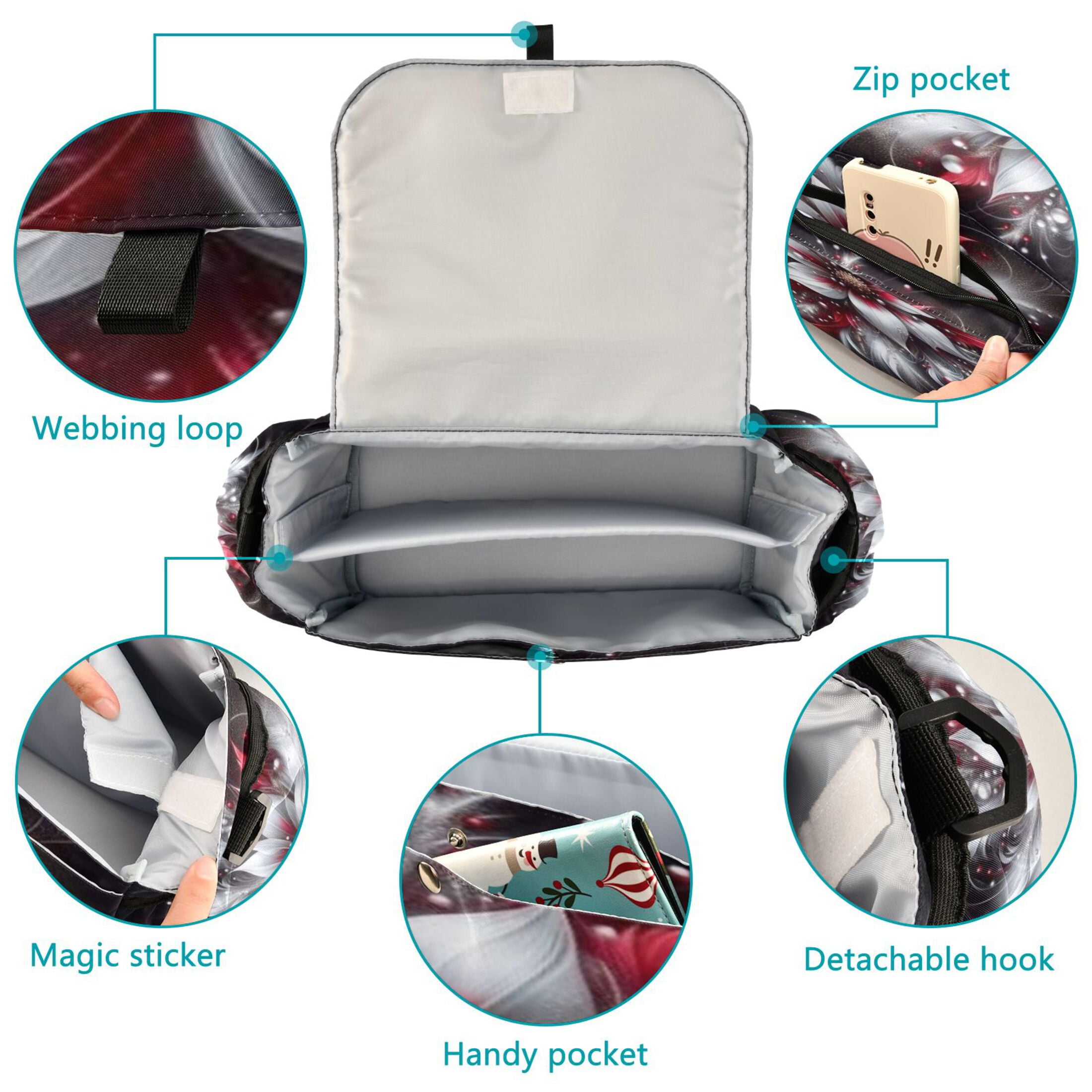 DIXRUYEE Stroller Organizer Flurry Of White Petals Printed