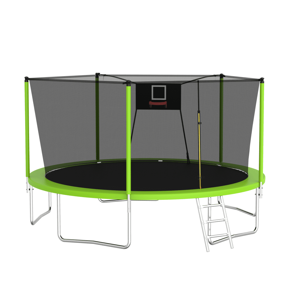 14FT Heavy-Duty Trampoline Set - Includes UV-Resistant Net & Mat with Galvanized Rust-Proof Construction