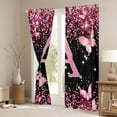 thumbnail image 3 of Manfei Pink Butterfly Kitchen Curtains,Girls Personalized Letter A Black Out Curtains Pack of 2 (42x63 Each), 3 of 7