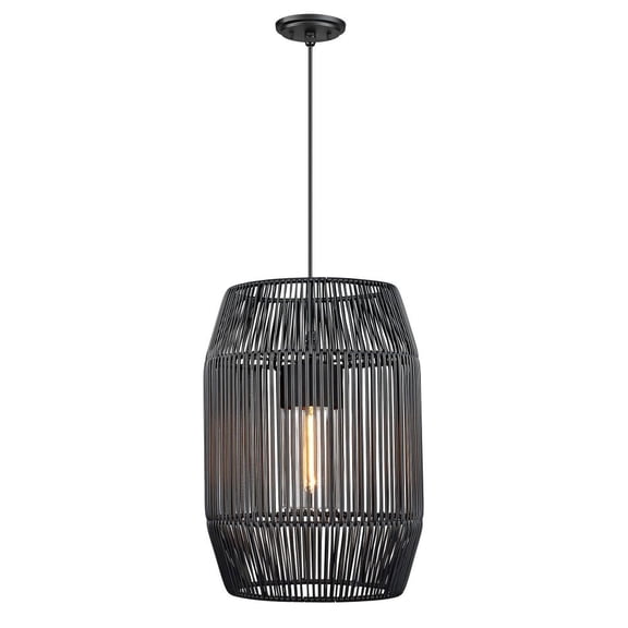 Golden Lighting Seabrooke 1-light Outdoor Pendant in Natural Black and Black Composite Wicker