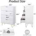 thumbnail image 2 of Anbuy 4 Drawer Dresser White with Gold Handles, Drawer Chest Tall Storage Dresser Cabinet Organizer Unit with Gold Metal Legs for Bedroom, Living Room, Closet White, 2 of 9