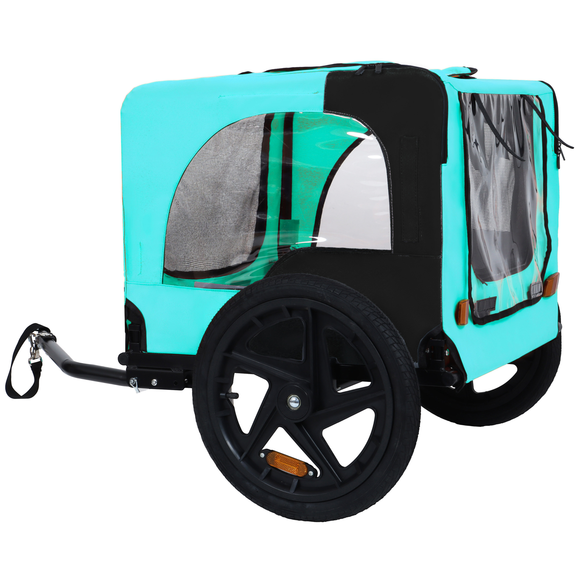 Leumius Pet Bike Trailer Dog Cart for Bicycle, Easy Folding Cart Frame, Quick Release Wheel, Non-Slip Floor, Internal Leash for Small and Medium Pets Light Blue
