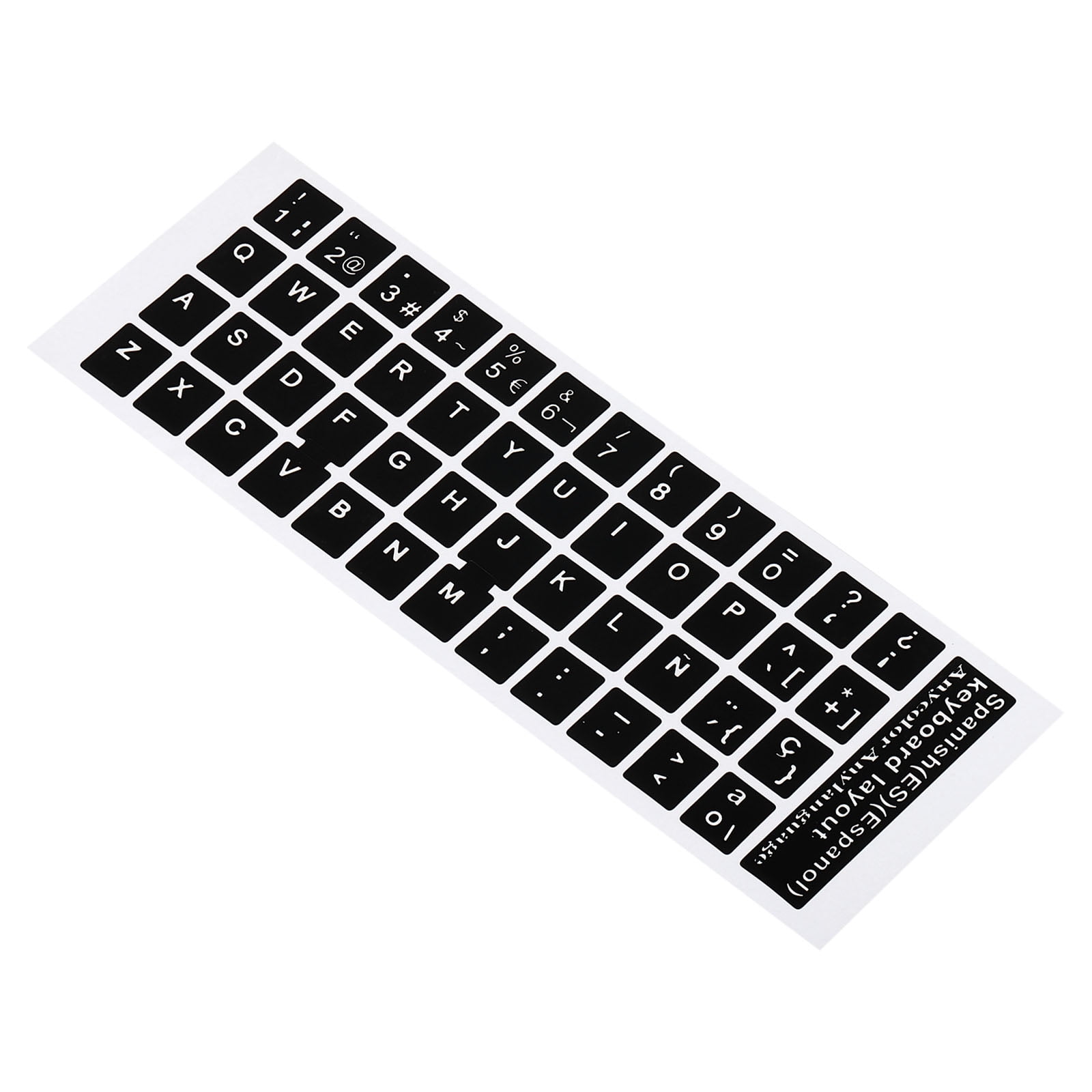 Uxcell Spanish Keyboard Stickers Universal Keyboard Cover Smooth, Black