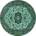 thumbnail image 1 of Ahgly Company Machine Washable Indoor Round Medallion Turquoise Blue Traditional Area Rugs, 3' Round, 1 of 4