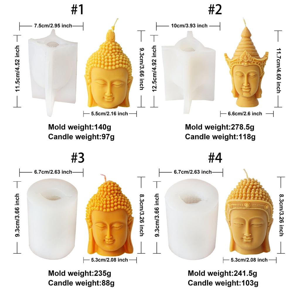 FENOHREFE 3D Buddhas Head Candle Silicone Mold Reusable Silicone Buddhas Candle Mold for Home Decors and Spiritual Crafting