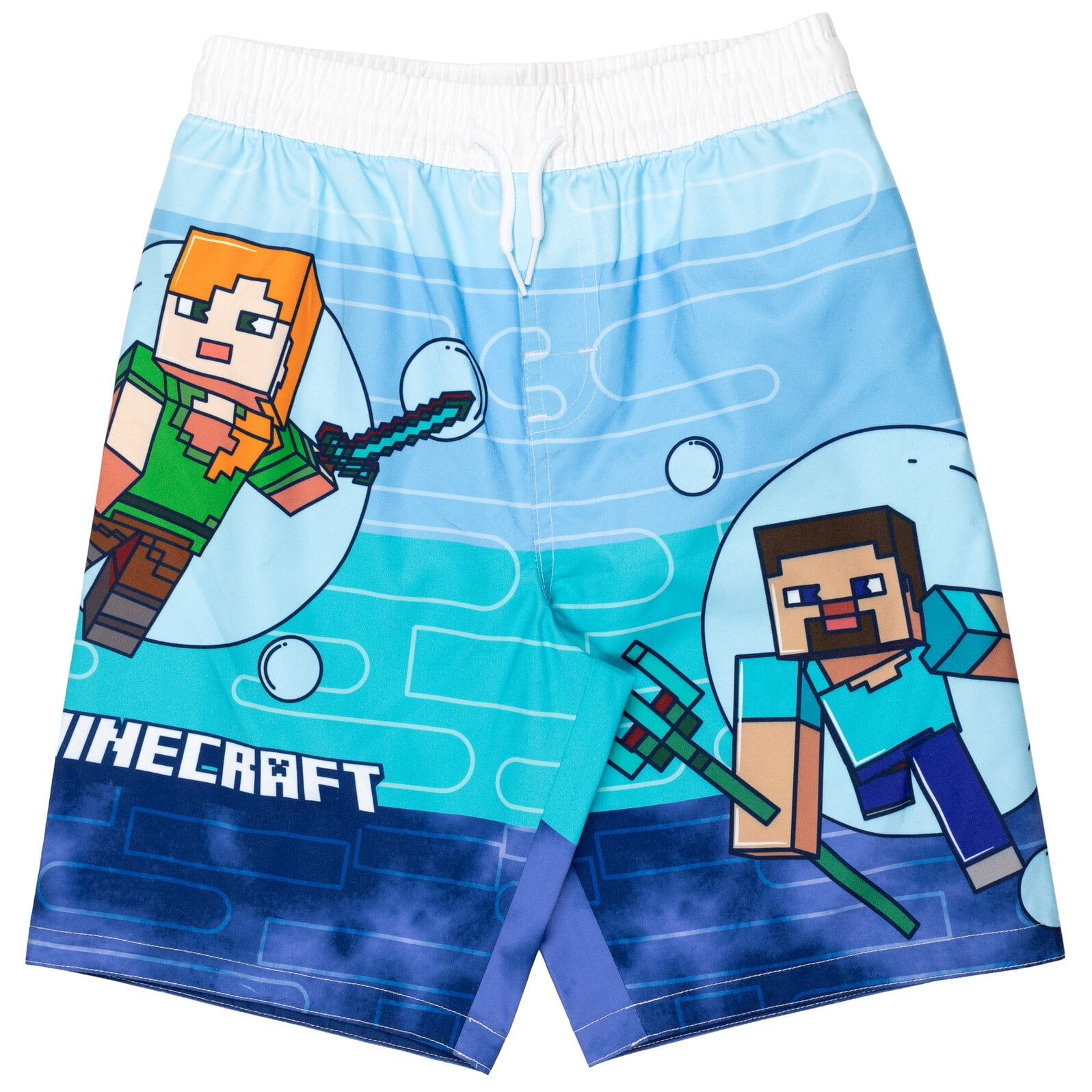 Minecraft Steve Alex UPF 50+ Rash Guard Swim Trunks Outfit Set Little Kid to Big Kid