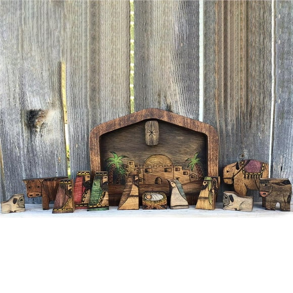 Puzzle de Nativité Bois Brûlé Conception Jésus Puzzle Ornement Décoration de Nativité Tridimensionnelle Décor de Sculpture de Jésus Exquis pour la Maison Fête de Vacances de Noël