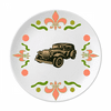 Black Classic Cars Outline Pattern Flower Ceramics Plate Tableware Dinner Dish