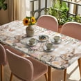 thumbnail image 3 of Watercolor Easter Table Cloths for 4 Foot Rectangle Tables, Cute Rabbits Flowers Butterfly Orange Plaid Patio Waterproof Elastic Fitted Tablecloths, Washable Rectangular Table Cover for Camping, 3 of 8