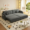 thumbnail image 3 of 81.1'' Pull Out Couch Bed King Size, Chenille Sleeper Sofa Daybed, 3 in 1 Convertible Couches, Futon Sofa with 2 Pillows, Storage Pockets, USB, 3-Seater for Small Spaces, Living Room, Grey, 3 of 9