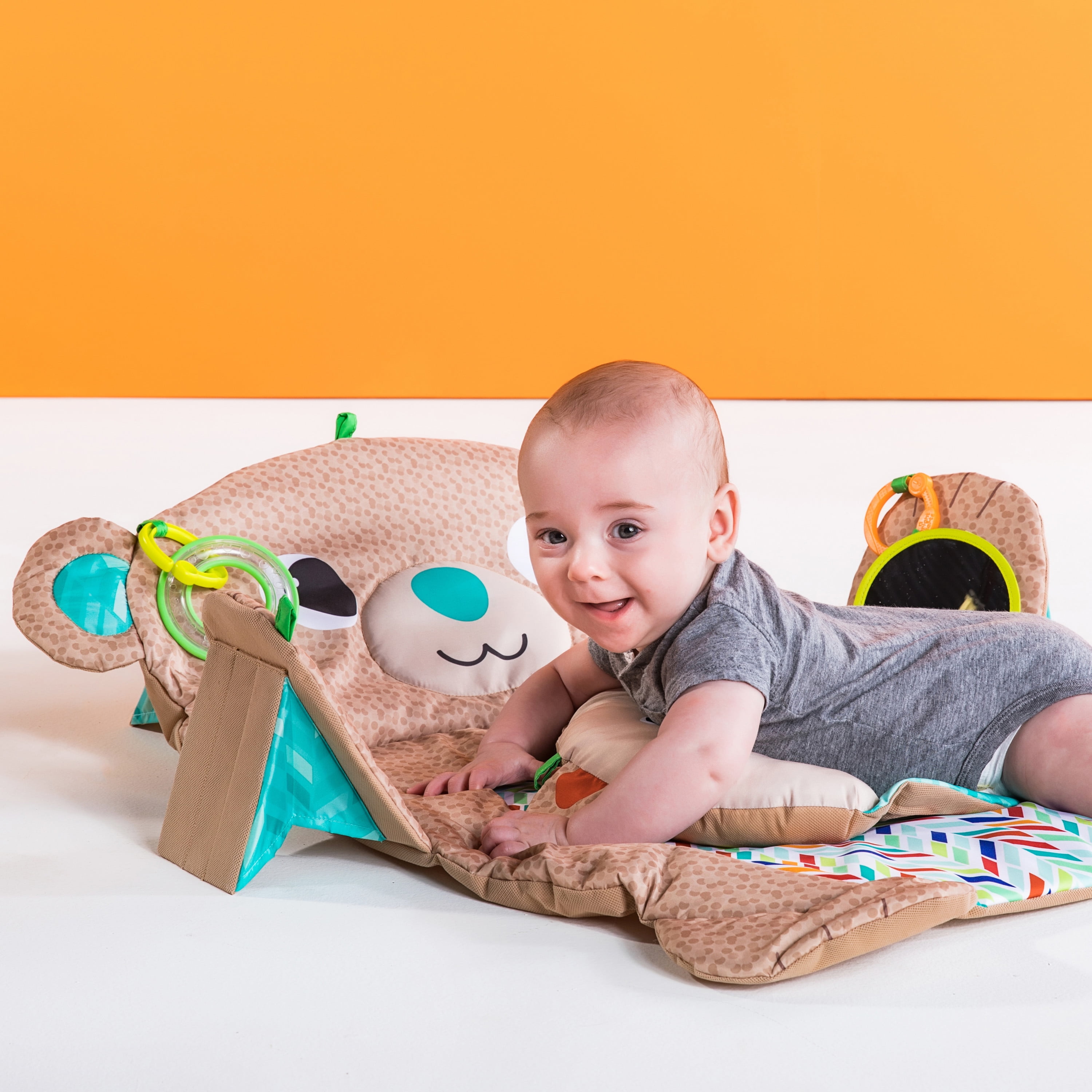 Bright Starts Tummy Time Prop Play Activity Mat Teddy Bear