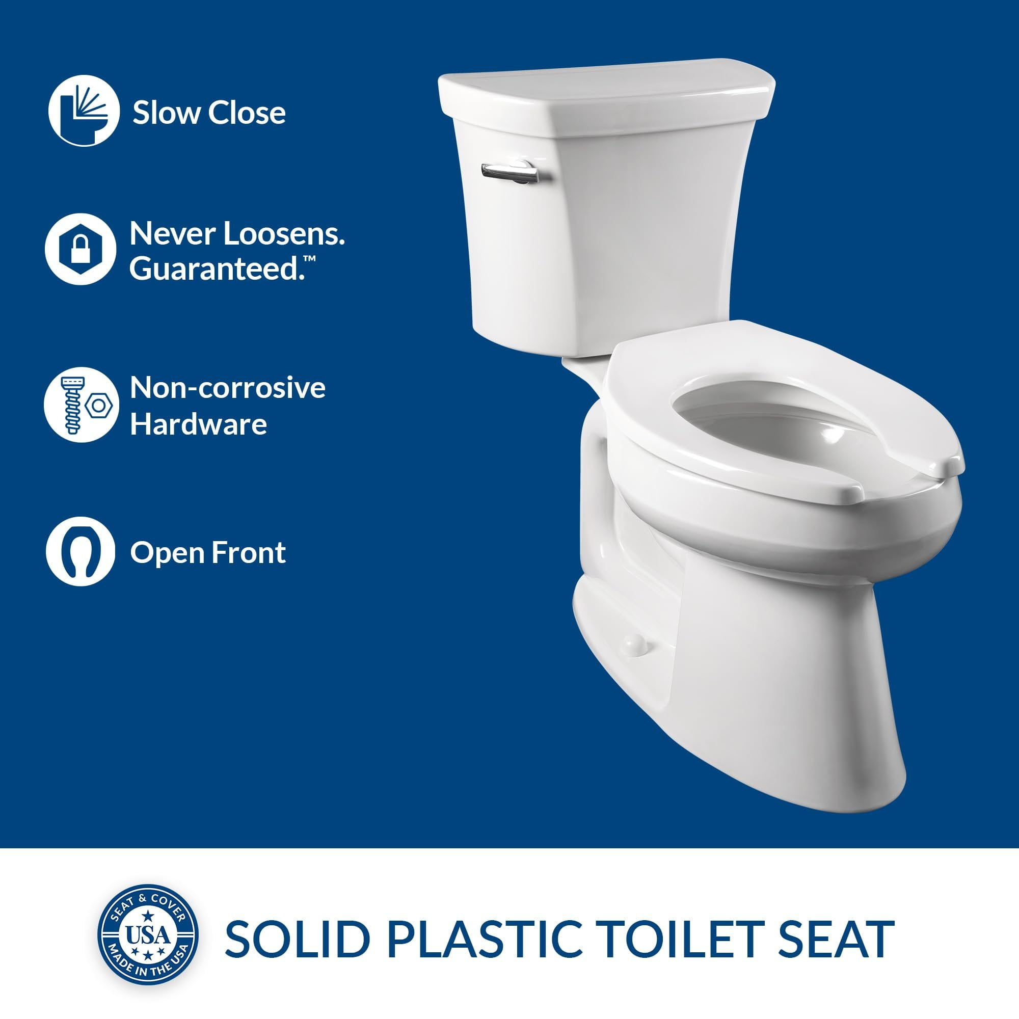 Bemis 955SSCT Commercial Plastic Round Toilet Seat, Available in Various Colors