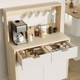 thumbnail image 4 of Fluted Sideboard Buffet Cabinet with Storage, Modern Coffee Bar Cabinet with Adjustable Shelves & 2 Drawers, Wood Buffet Console Table for Kitchen Dining Living Room Entryway Hallway, Natural, 4 of 7