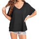 thumbnail image 2 of Camisetas de Gran Tamaño para Mujer, Cuello en V, Corta, Camisetas Holgadas Informales de Verano. Negro XXL, 2 of 9