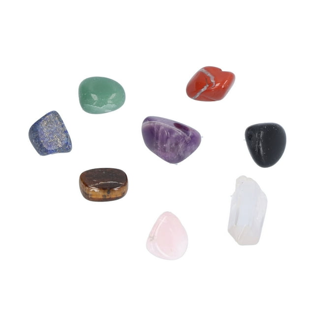 Piedra de chakra, 8 tipos de piedras preciosas de cristal, kit de piedras curativas, adorno de piedras preciosas fiable y duradero