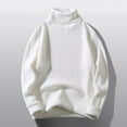 thumbnail image 2 of TFEOQRY Men's Turtleneck Sweater Ribbed Knit Long Sleeve Loose Casual Pullover Fall Winter Warm Top White, 2 of 9