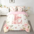 thumbnail image 3 of Feelyou Cute Elf Twin Comforter Set for Girls, Pink Flower Floral Bedding Set, Initial L Letter Bedding Comforter Sets, Pink Reversible, 7 Pieces, 3 of 8